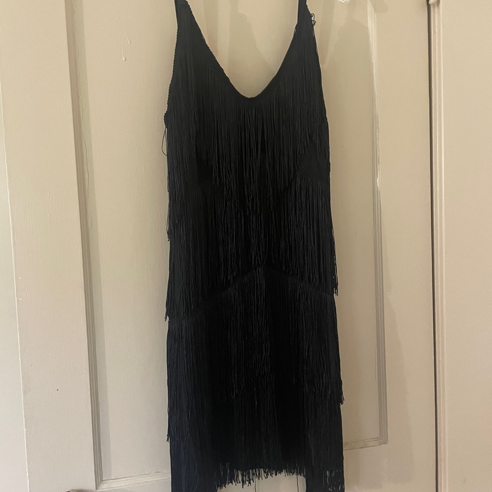 Elegant Black Fringe Dress